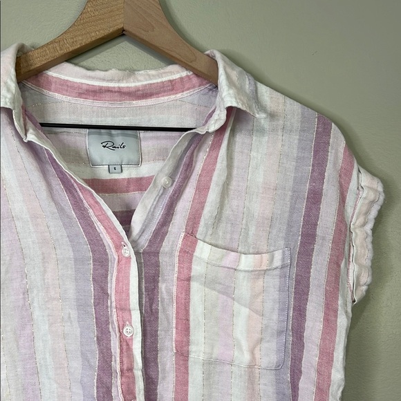 Rails Pink and White Striped Button-Down Shirt Womens Small - Picture 6 of 8